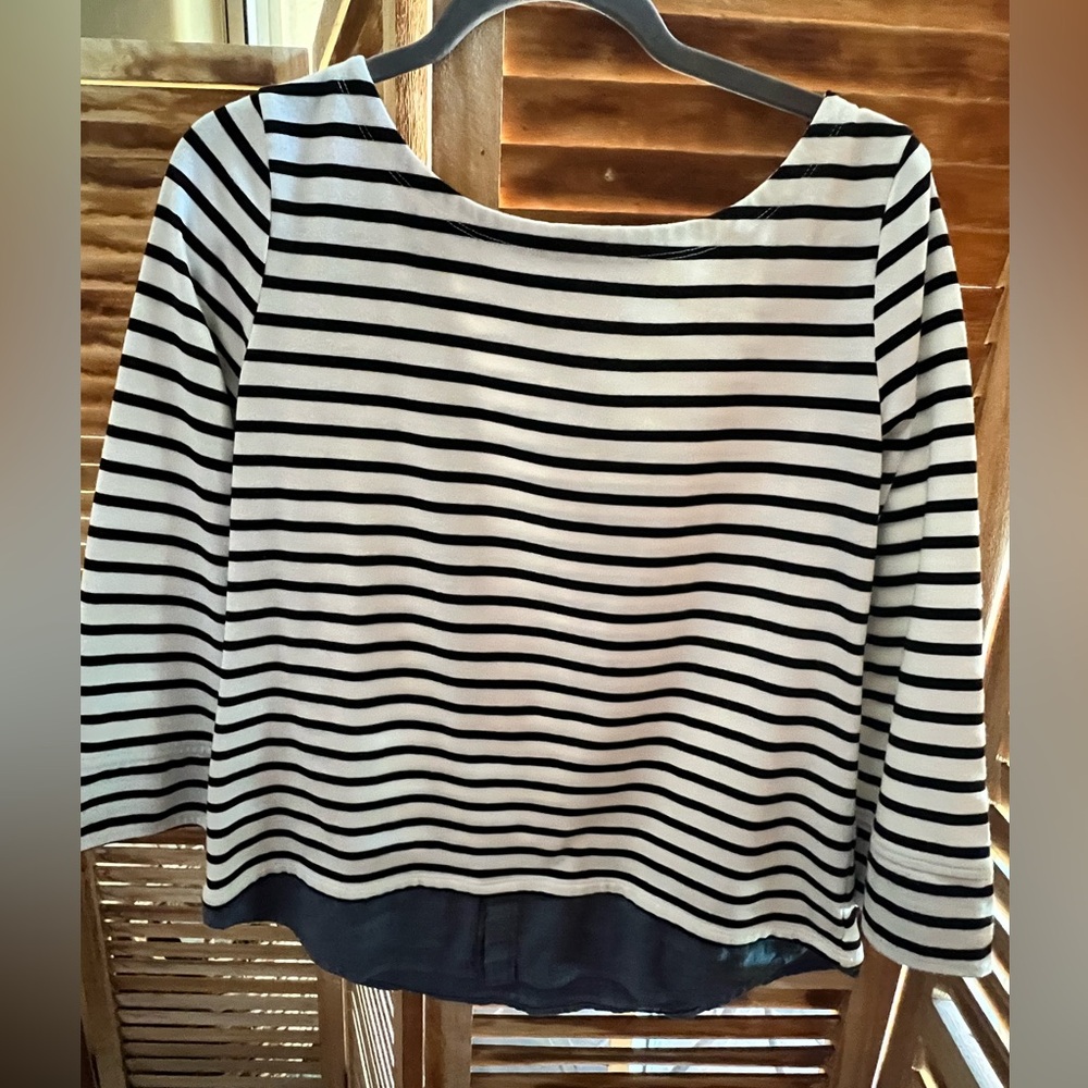 Market & Spruce Black and White Striped Blouse